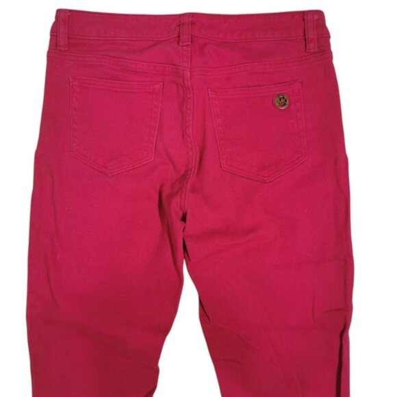 Michael Kors Mid-Rise Skinny Fit 5-Pocket Jeans in Dark Pink - Sz 6 - Picture 4 of 10
